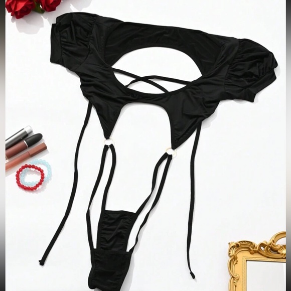 Sexy Hollow Out Lace Up Bodysuit Tempting Lingerie For Women, Erotic Sleepwear - Picture 10 of 10